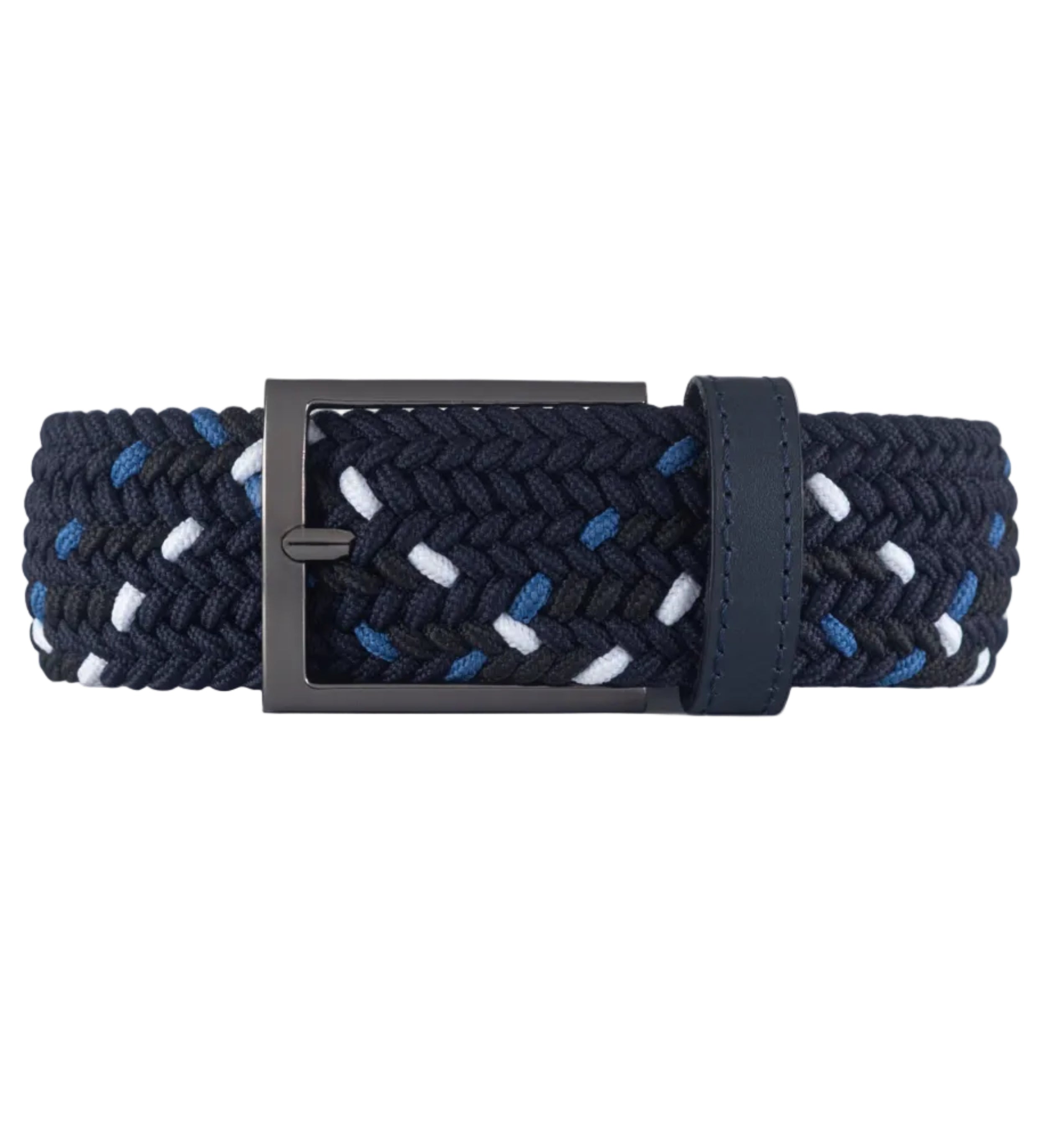 Cinturon trenzado para hombre color azul y blanco, ideal para dar un regalo, ir a la oficina o una salida casual