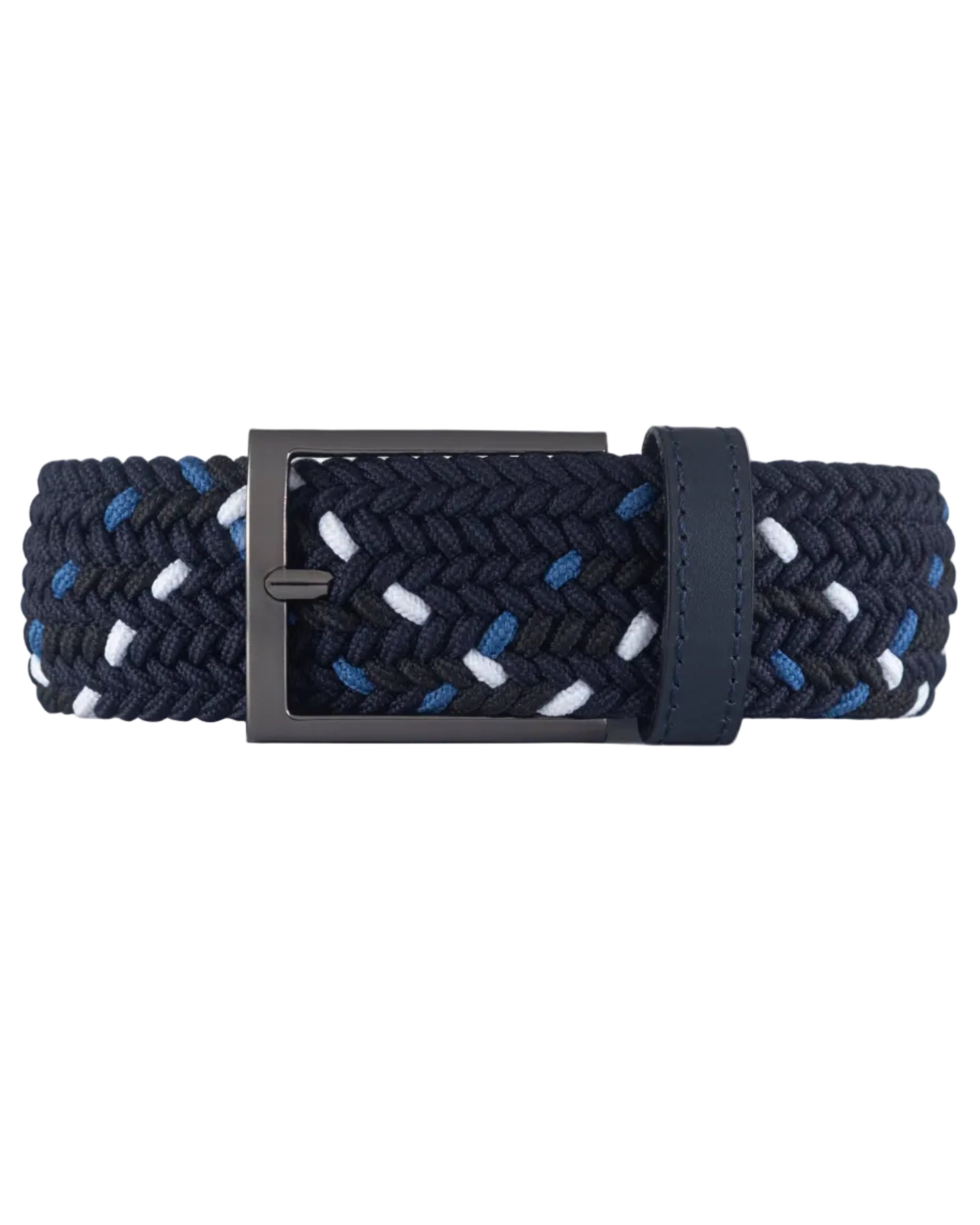 Cinturon trenzado para hombre color azul y blanco, ideal para dar un regalo, ir a la oficina o una salida casual