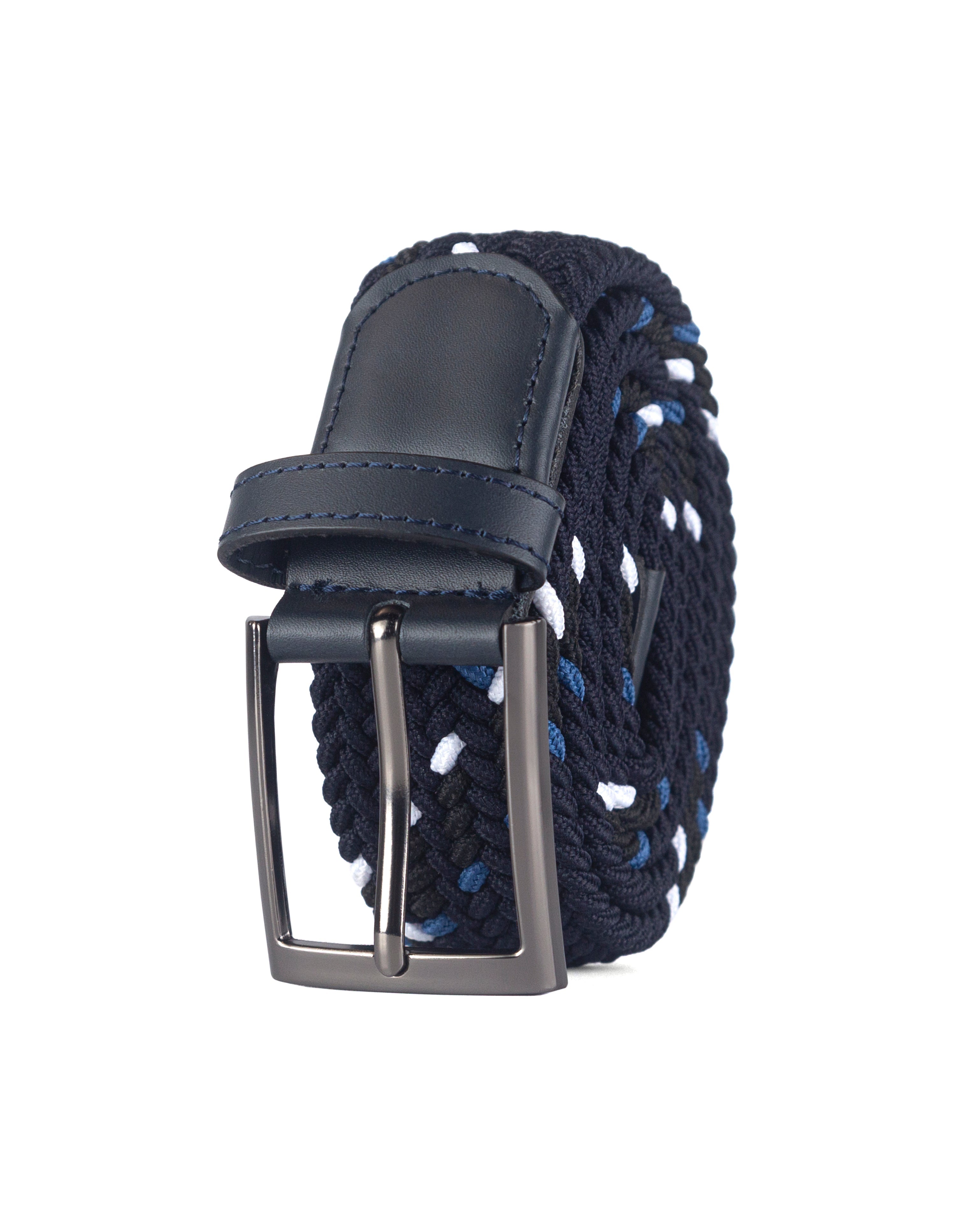 Cinturon trenzado para hombre color azul y cafe, ideal para dar un regalo, ir a la oficina o una salida casual