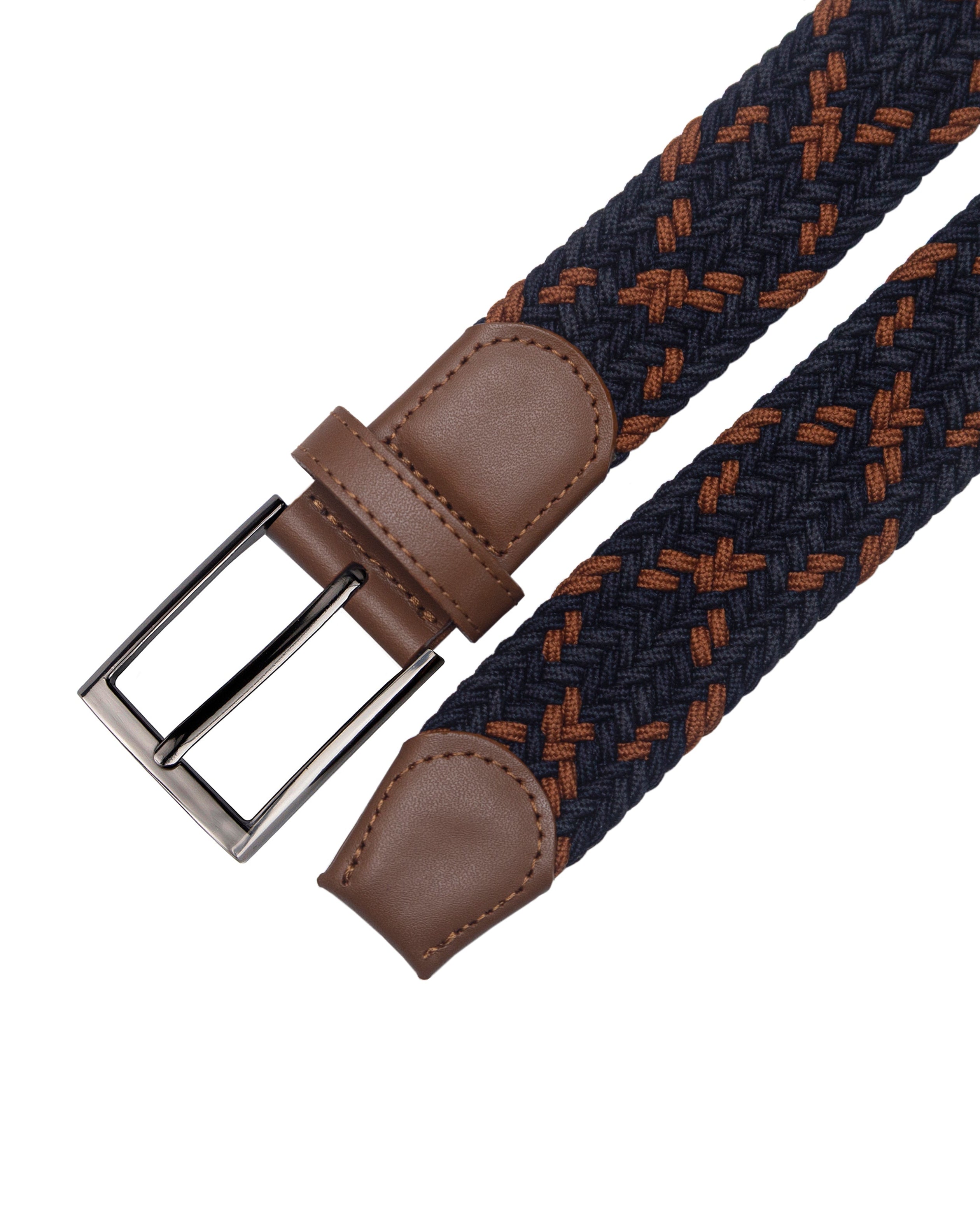 Cinturon trenzado para hombre color azul y cafe, ideal para dar un regalo, ir a la oficina o una salida casual