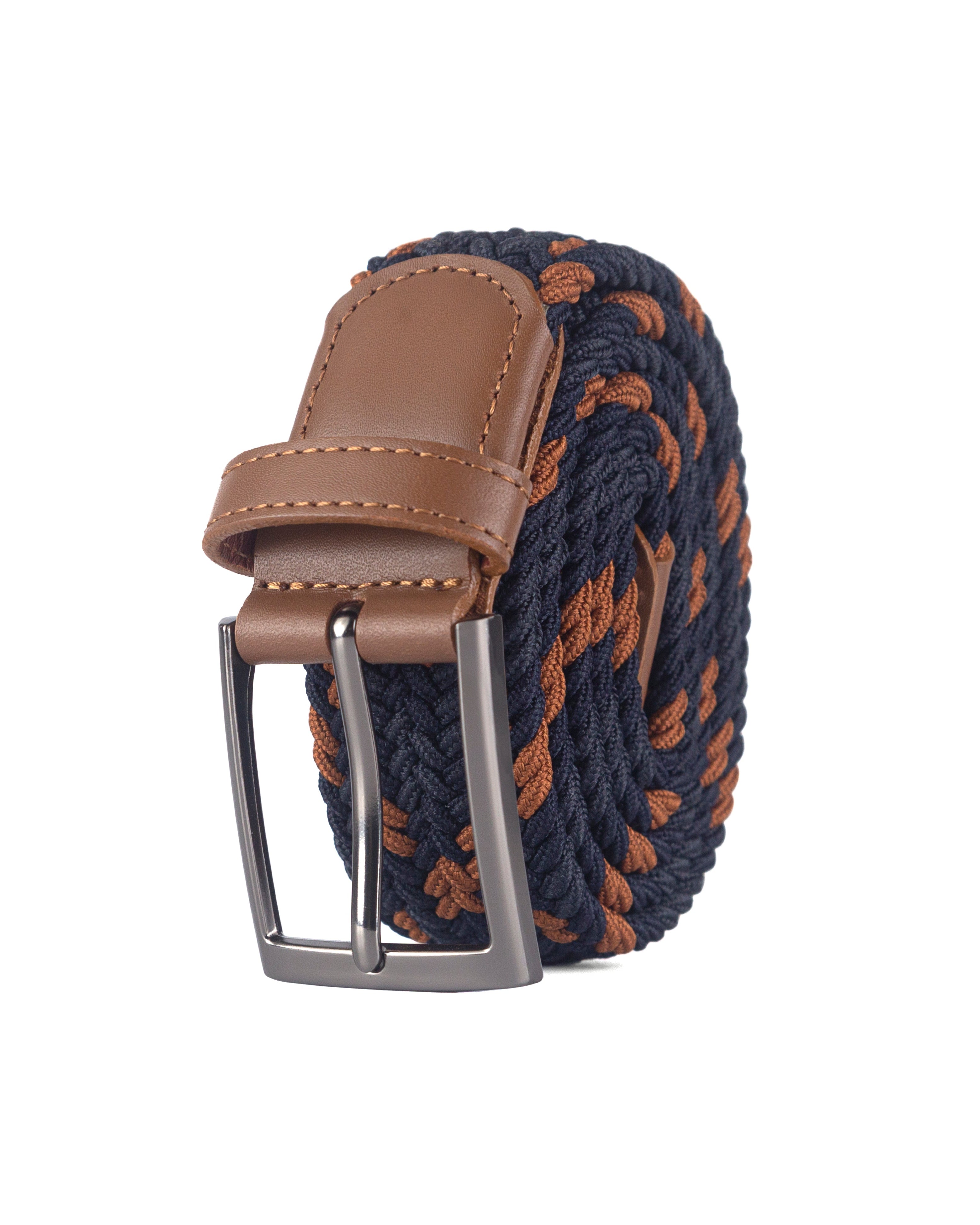 Cinturon trenzado para hombre color azul y cafe, ideal para dar un regalo, ir a la oficina o una salida casual