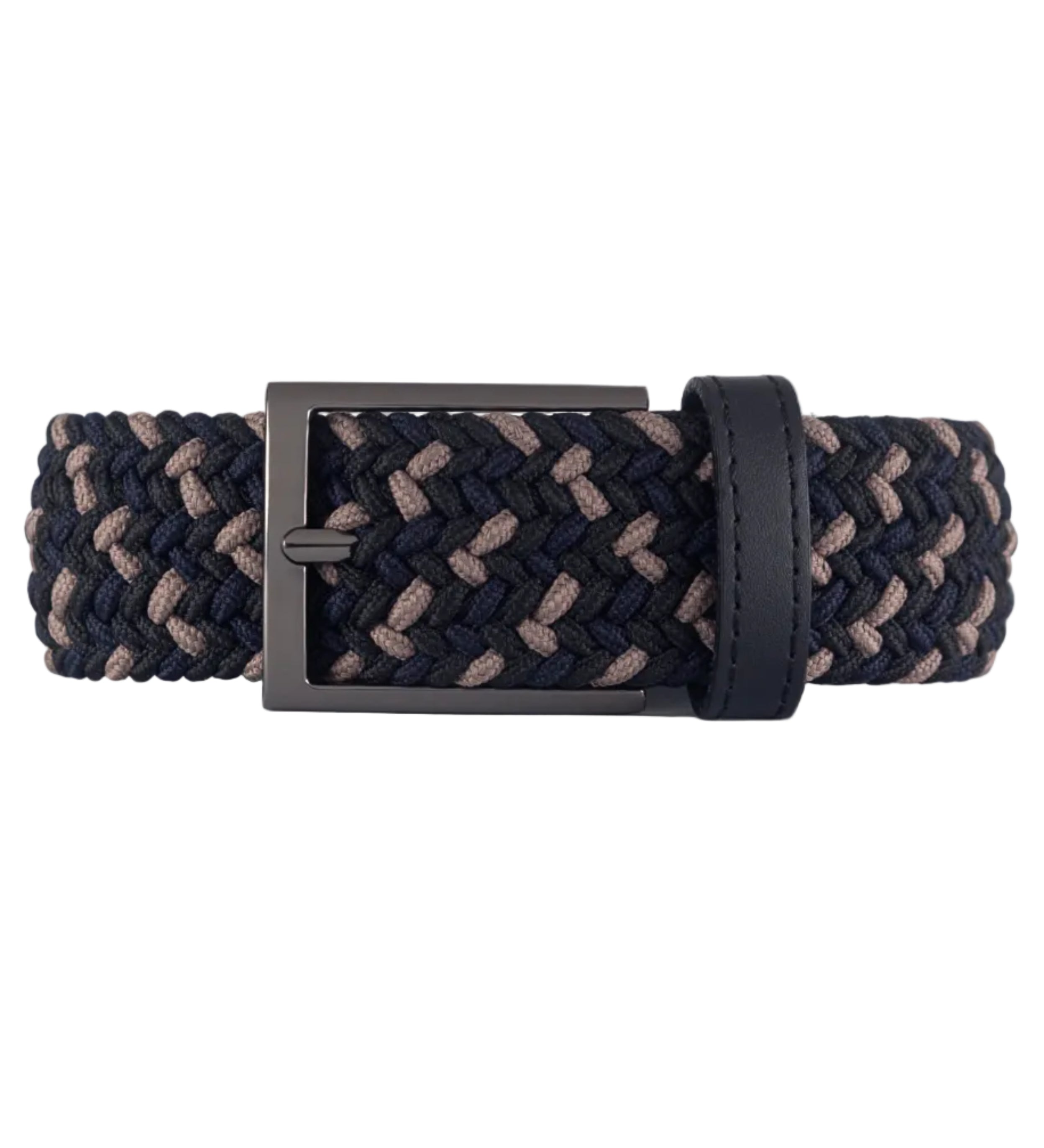 Cinturon trenzado para hombre color negro y beige, ideal para dar un regalo, ir a la oficina o una salida casual