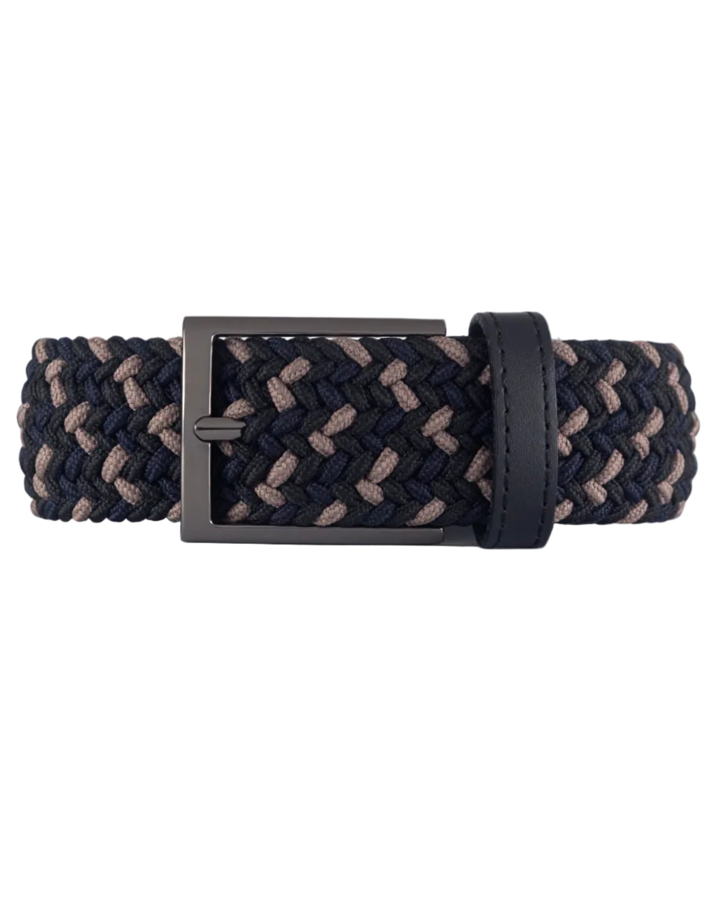 Cinturon trenzado para hombre color negro y beige, ideal para dar un regalo, ir a la oficina o una salida casual