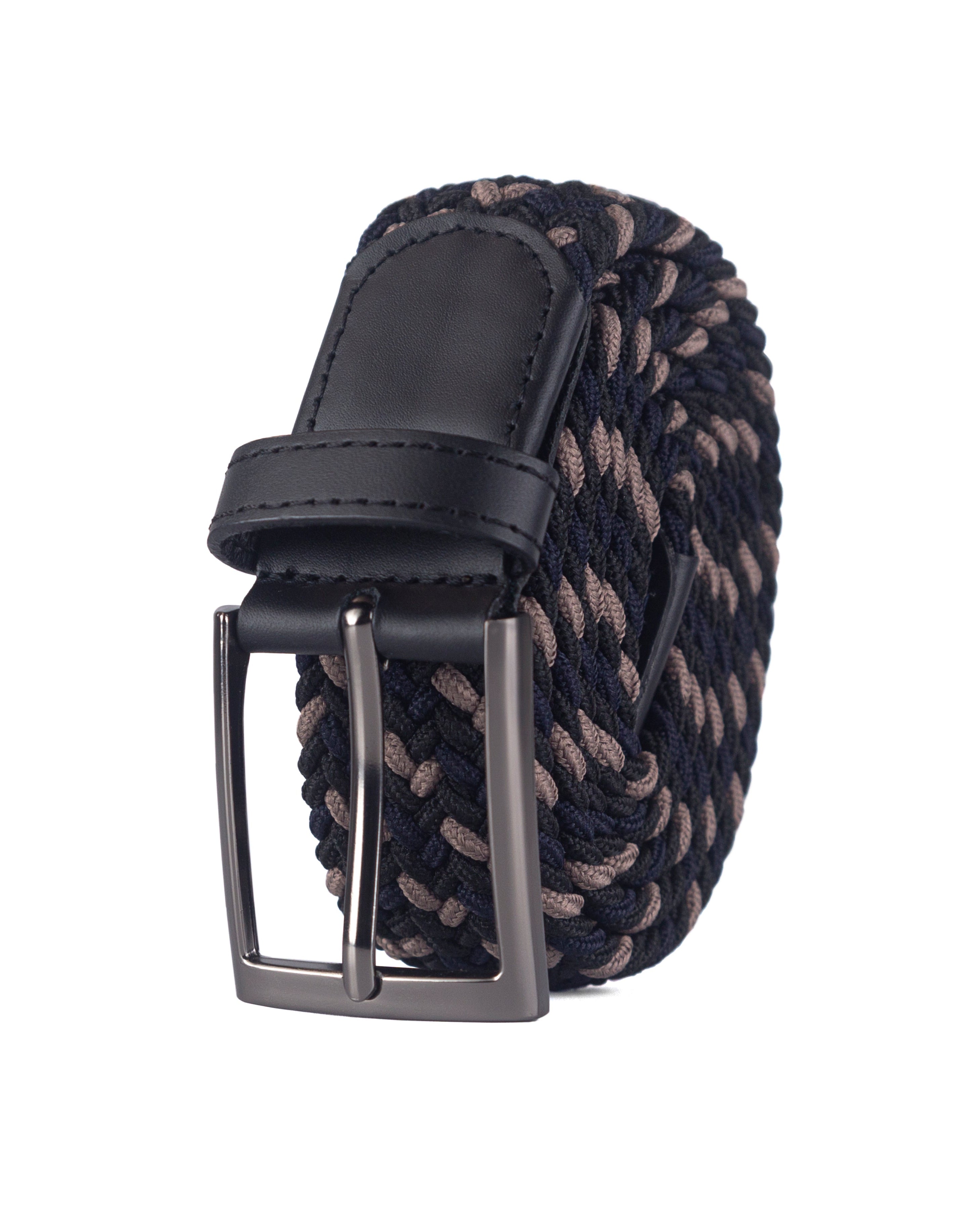 Cinturon trenzado para hombre color negro y beige, ideal para dar un regalo, ir a la oficina o una salida casual