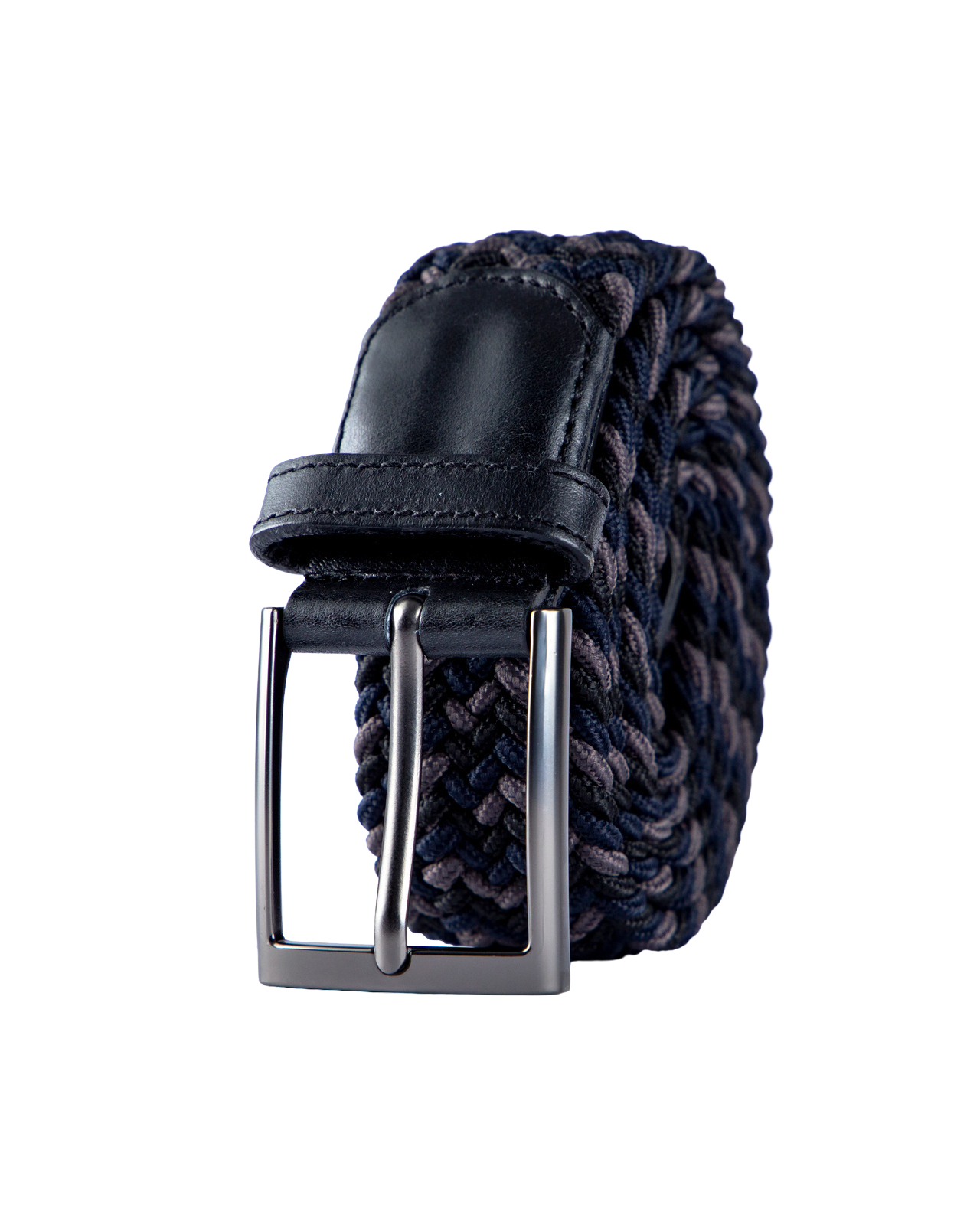 Cinturon trenzado negro y gris para hombre ideal para regalo, la oficina o un dia casual
