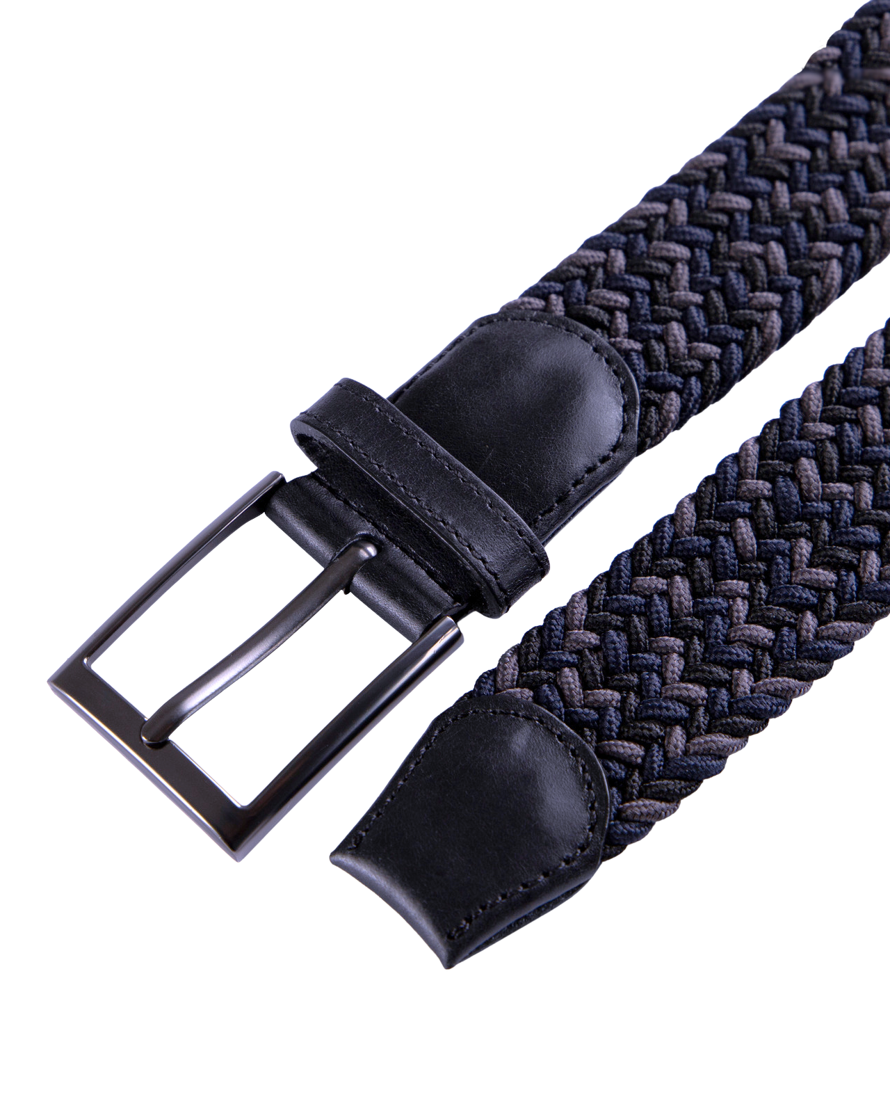 Cinturon trenzado negro y gris para hombre ideal para regalo, la oficina o un dia casual