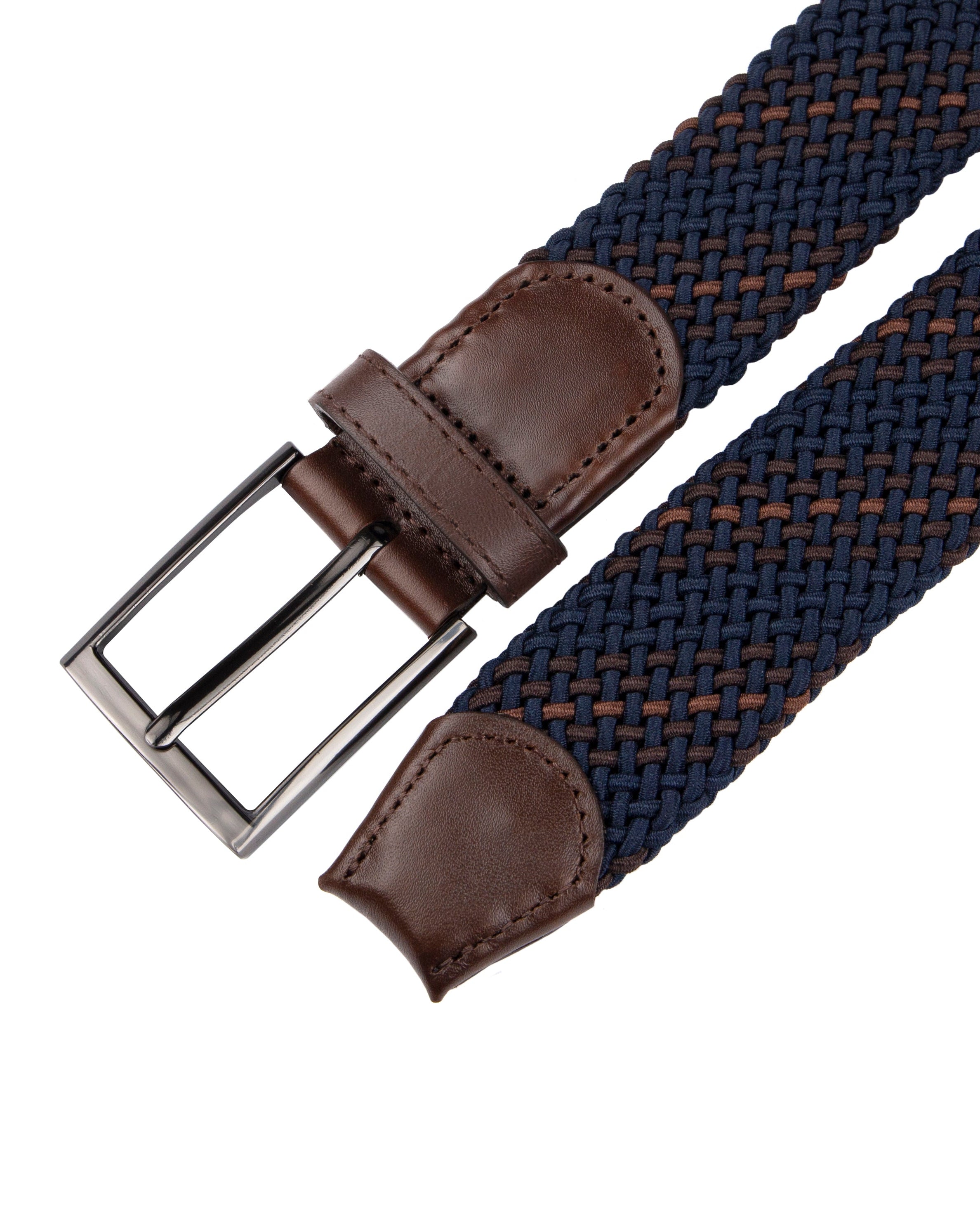 Cinturon trenzado color cafe y azul para hombre ideal para regalo, la oficina o una salida casual