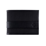 Billetera Slim Cuero-Lona (Negra) — Con Grabado de Iniciales