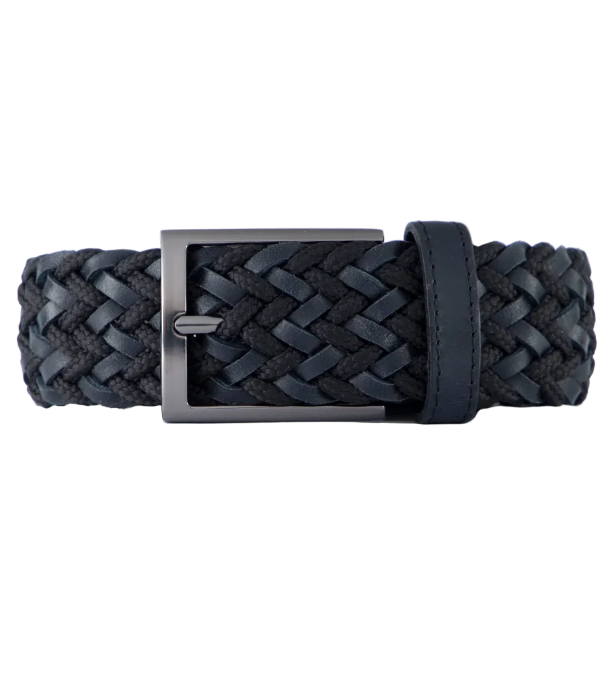 Cinturon de cuero trenzado azul para hombre ideal para regalo, la oficina o un dia casual