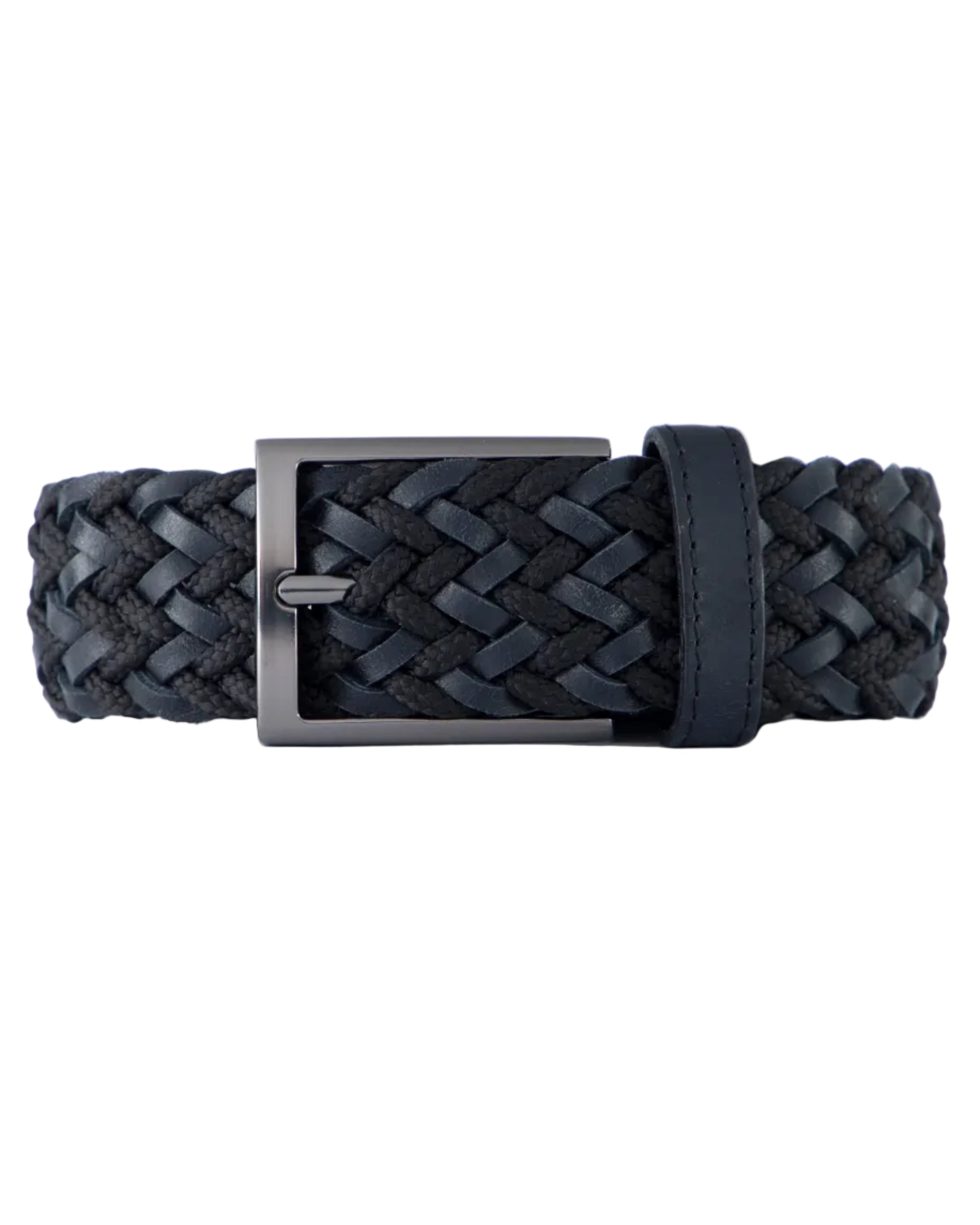 Cinturon de cuero trenzado azul para hombre ideal para regalo, la oficina o un dia casual