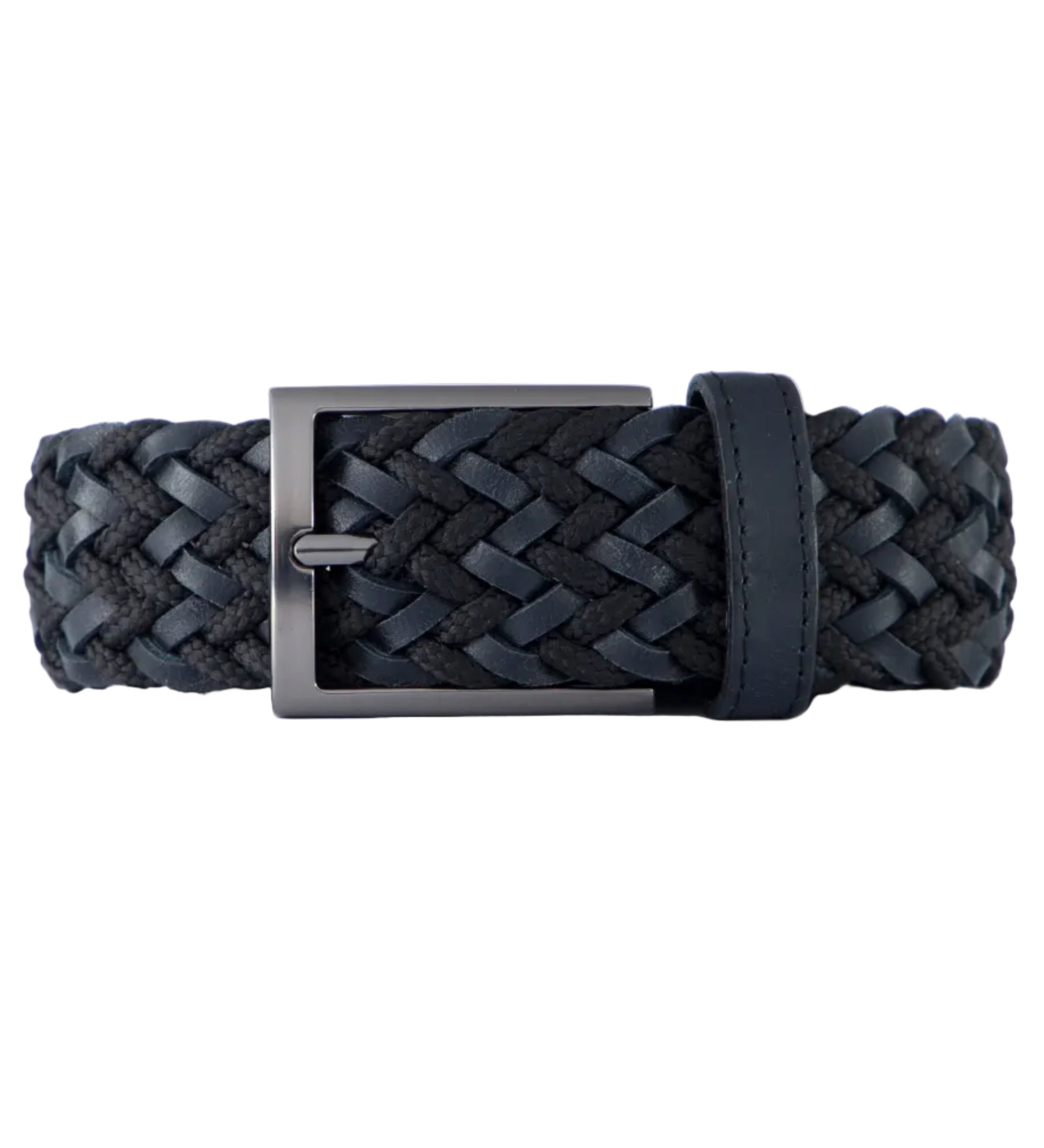 Cinturon de cuero trenzado azul para hombre ideal para regalo, la oficina o un dia casual