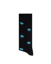 Medias Lazo Negras con Libélulas Turquesas