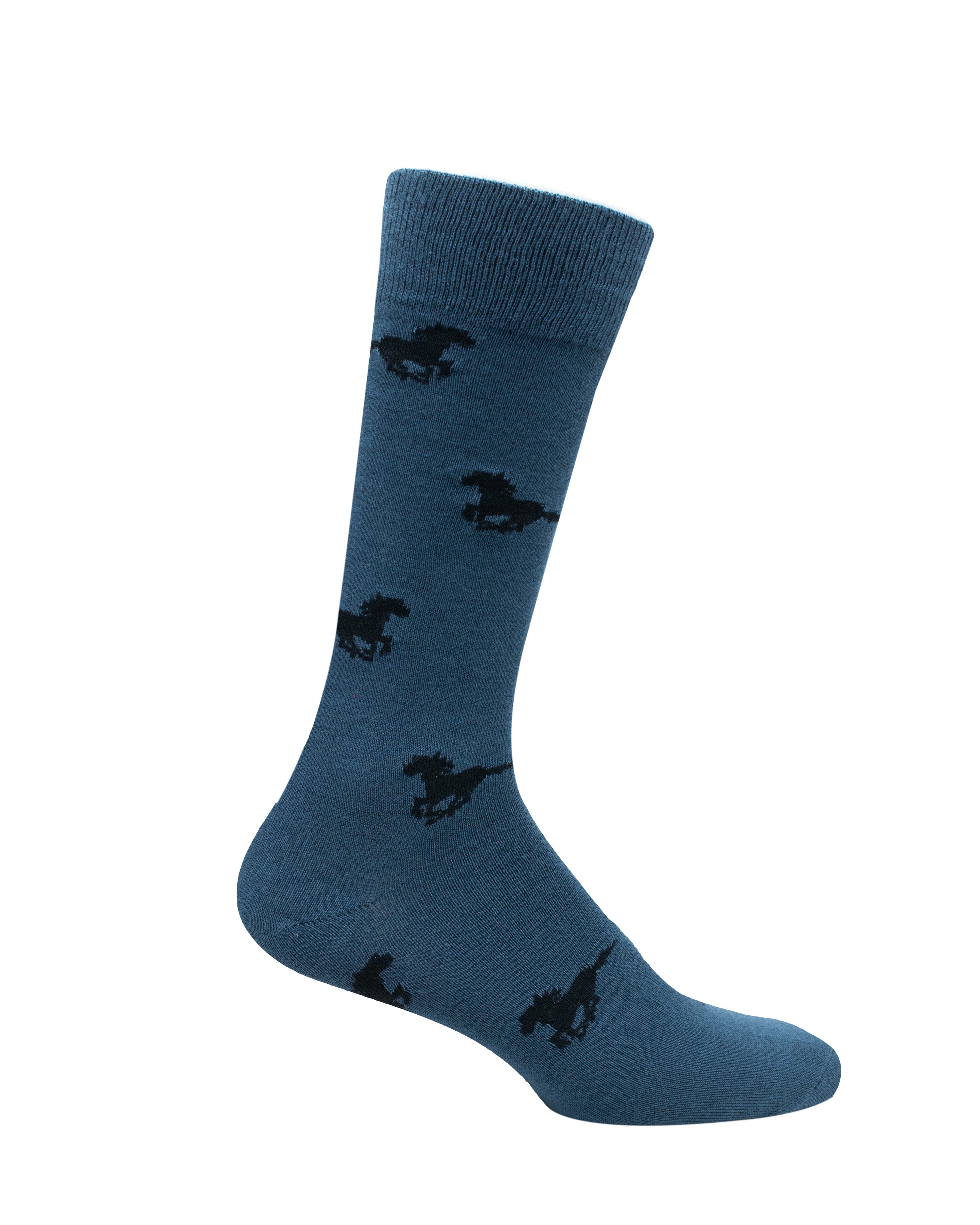 Medias LAZO Azules con Caballos Negros