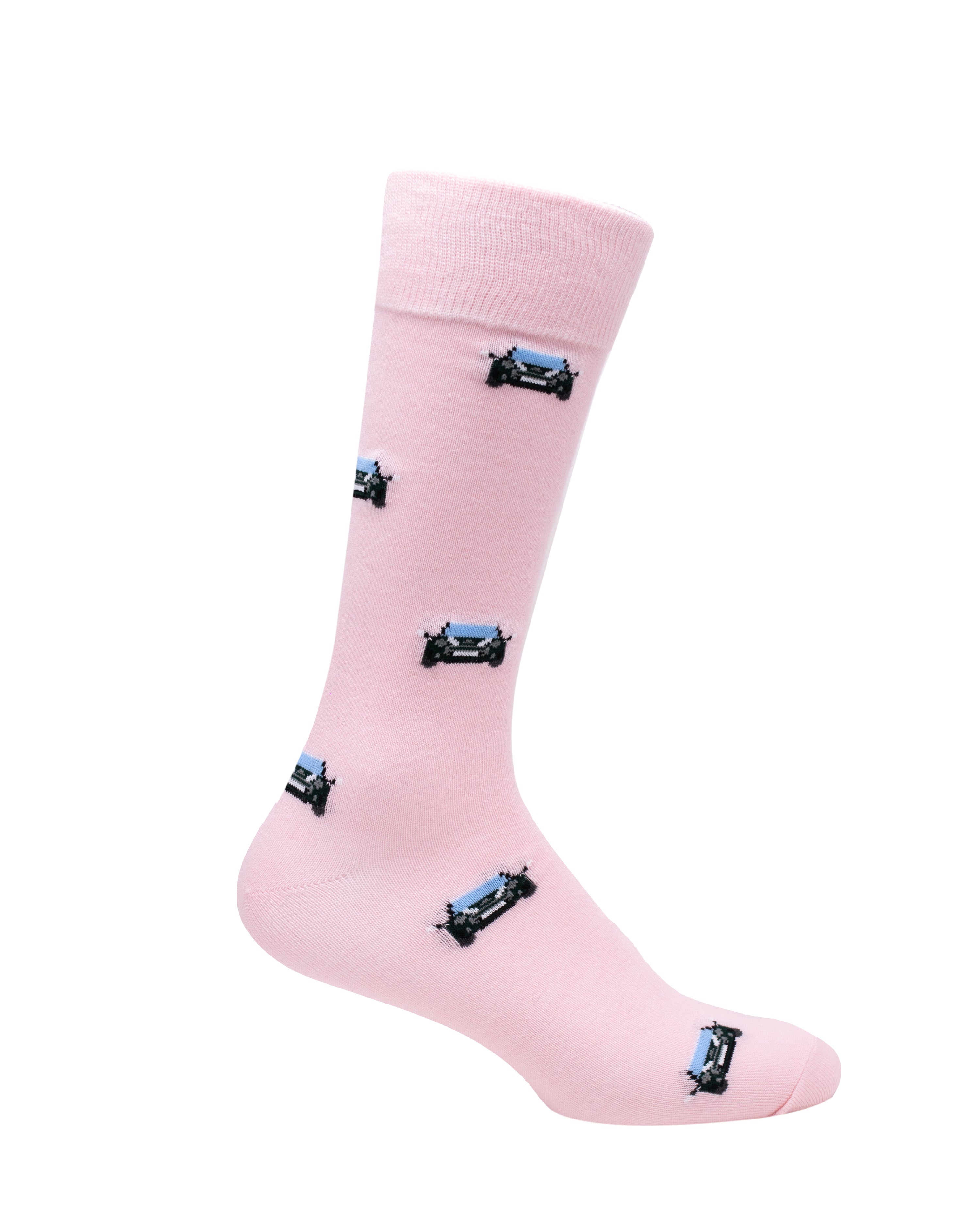 Medias Lazo Rosadas con Automóviles