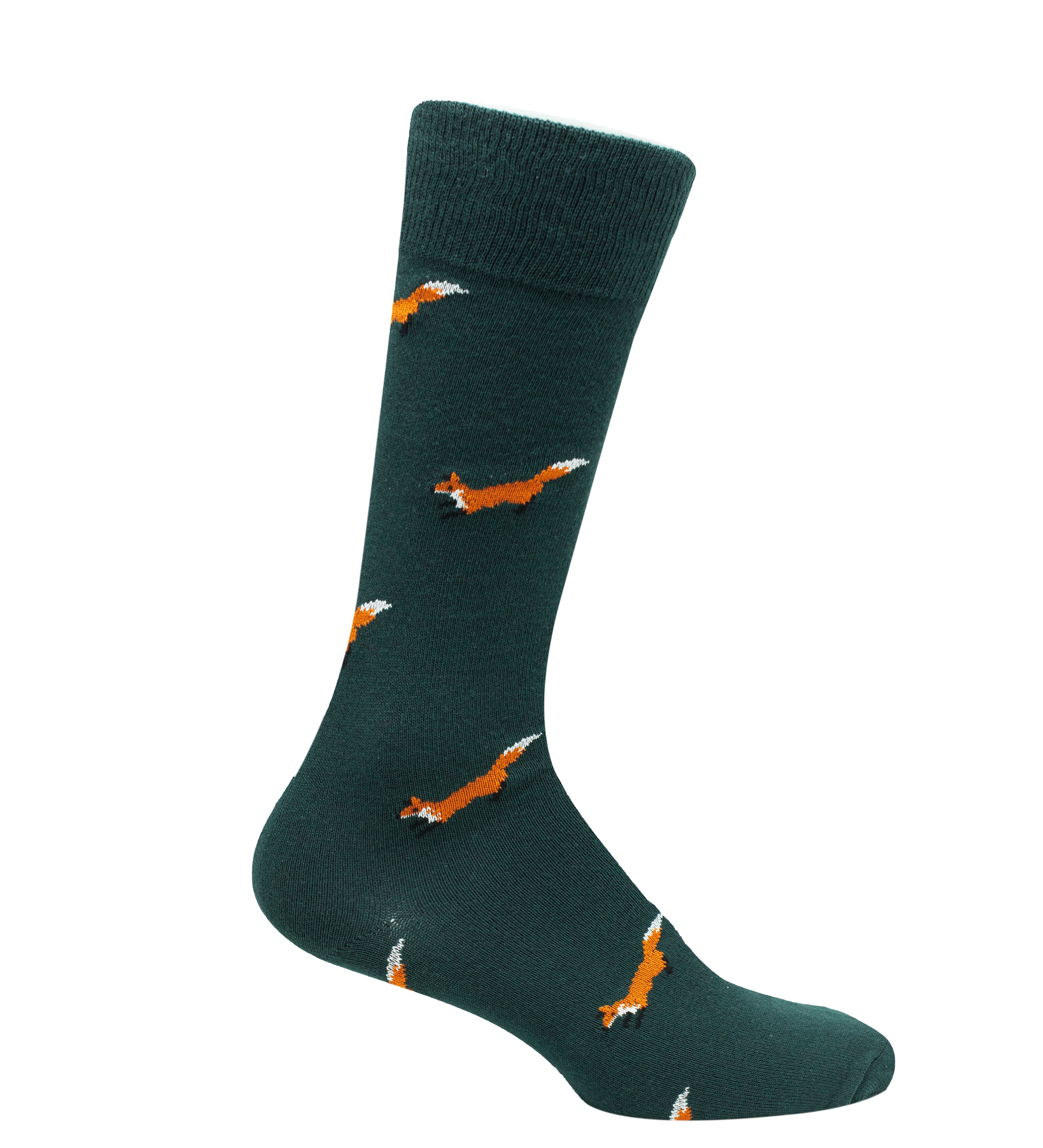 Medias verdes con zorros para hombre