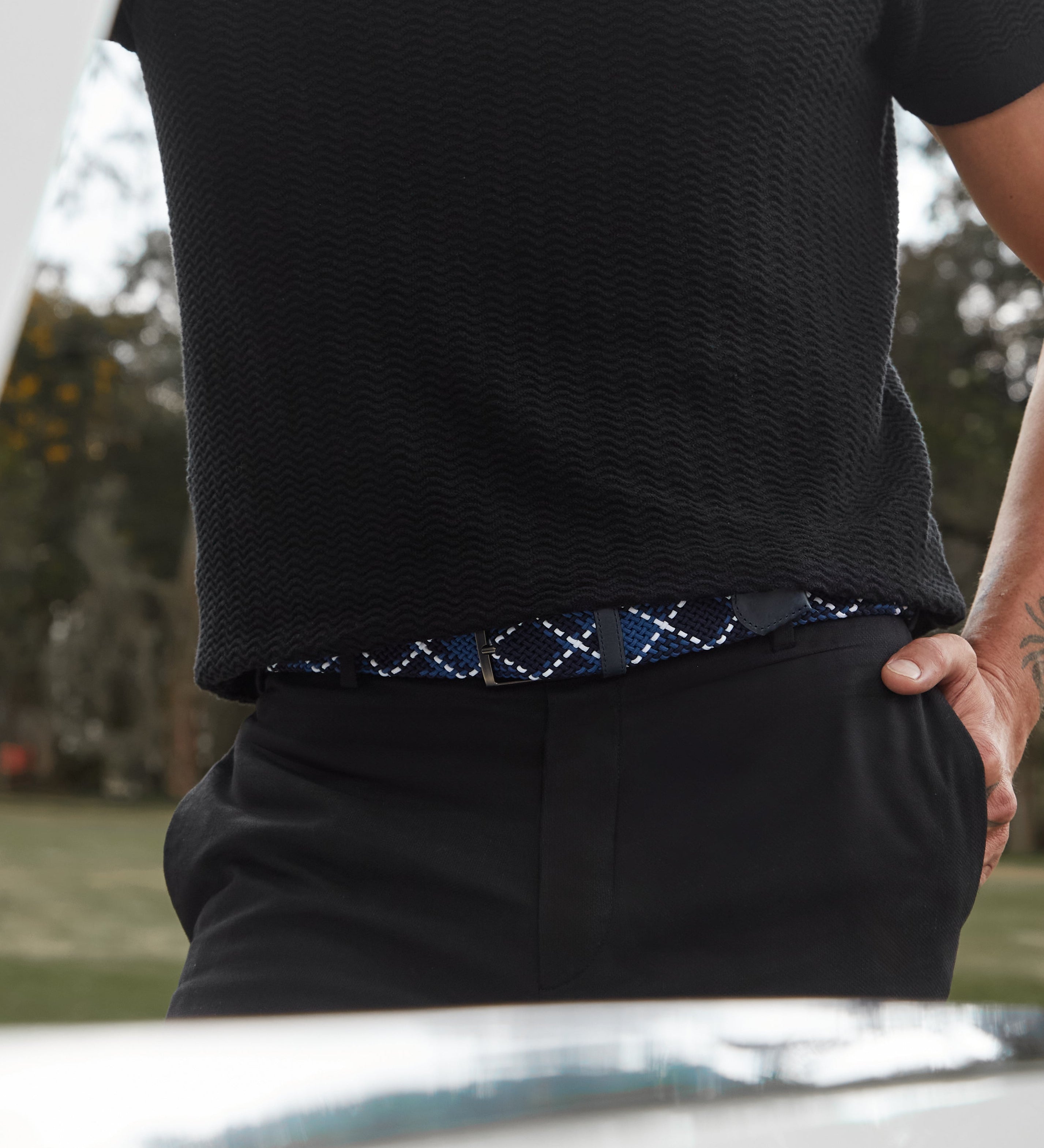 Cinturon trenzado para hombre azul para hombre ideal para regalo, la oficina o un dia casual