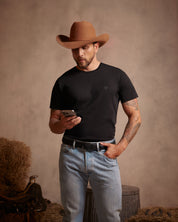 Cinturon de cuero trenzado negro para hombre ideal para regalo,  la oficina o un dia casual