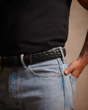 Cinturon de cuero trenzado negro para hombre ideal para regalo,  la oficina o un dia casual