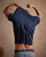 Camiseta azul de algodon para hombre