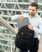 Morral negro en lona paara hombre ideal para ir al trabajo o de viaje