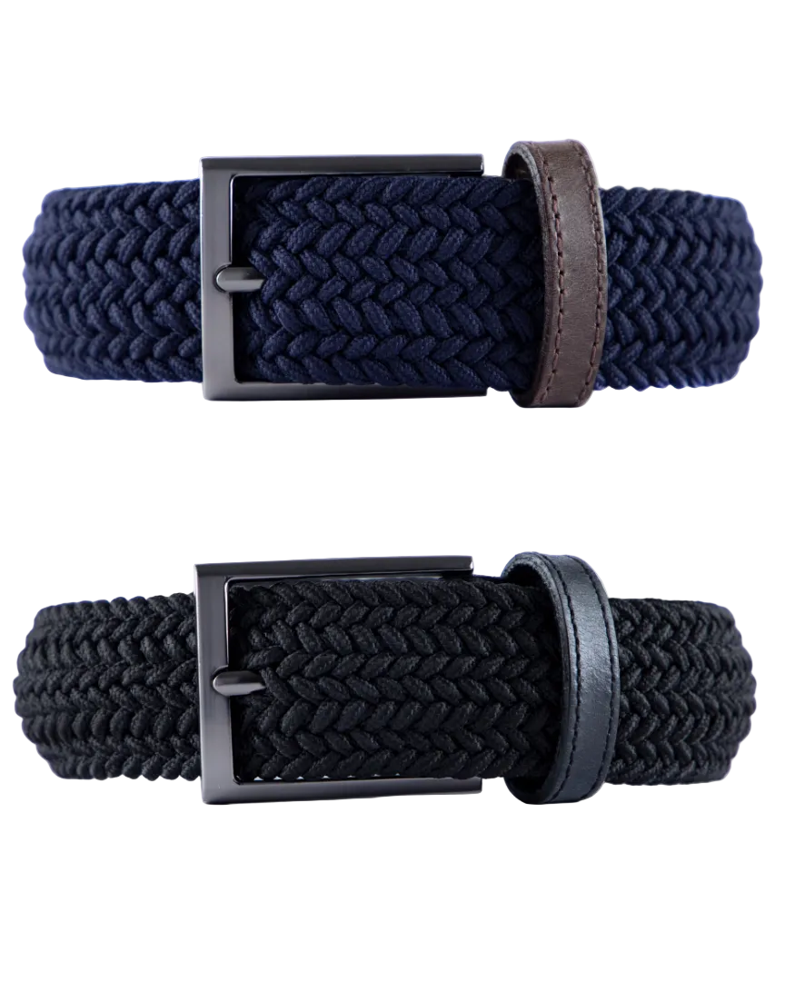 Cinturon trenzado color azul y negro para hombre ideal para regalo, a oficina o un dia casual