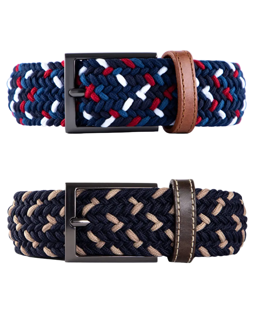 2 Pack cinturon trenzado para hombre azul 