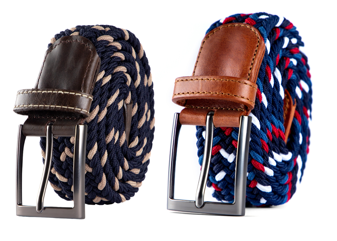 2 Pack cinturon trenzado para hombre azul 