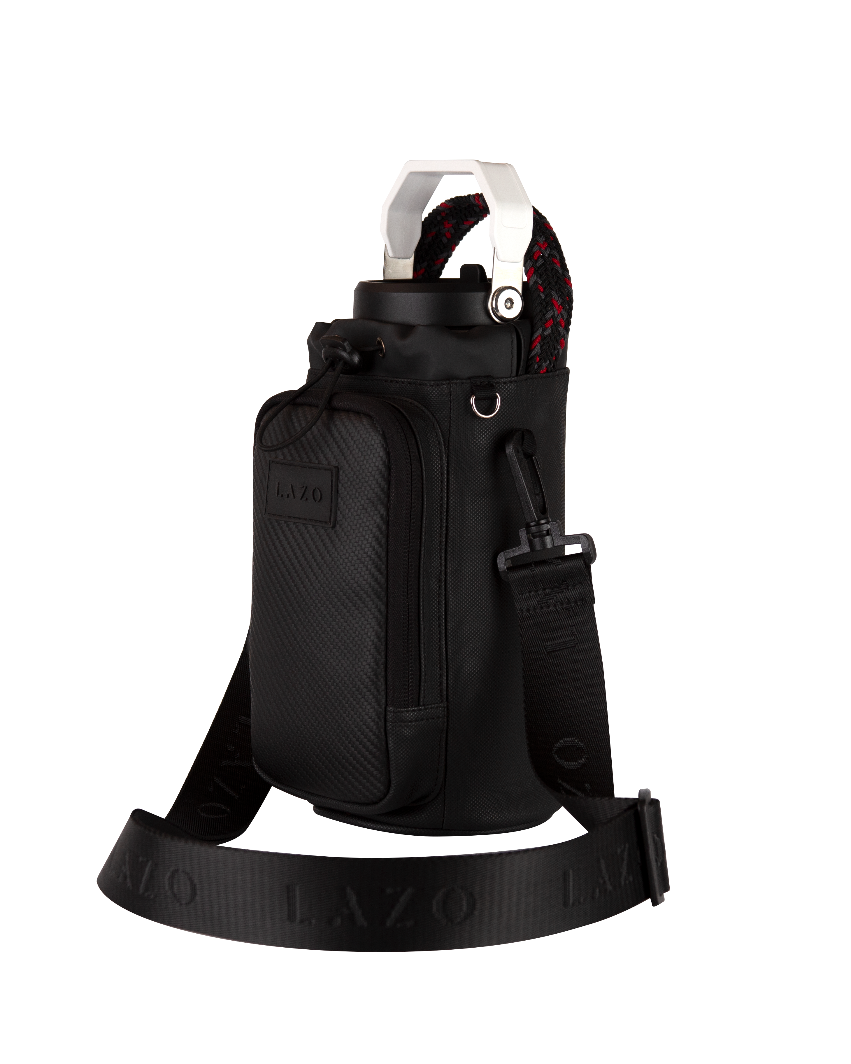 Porta termo negro para hombre con bolsillo para llevar billetera, llaves o lo que necesites