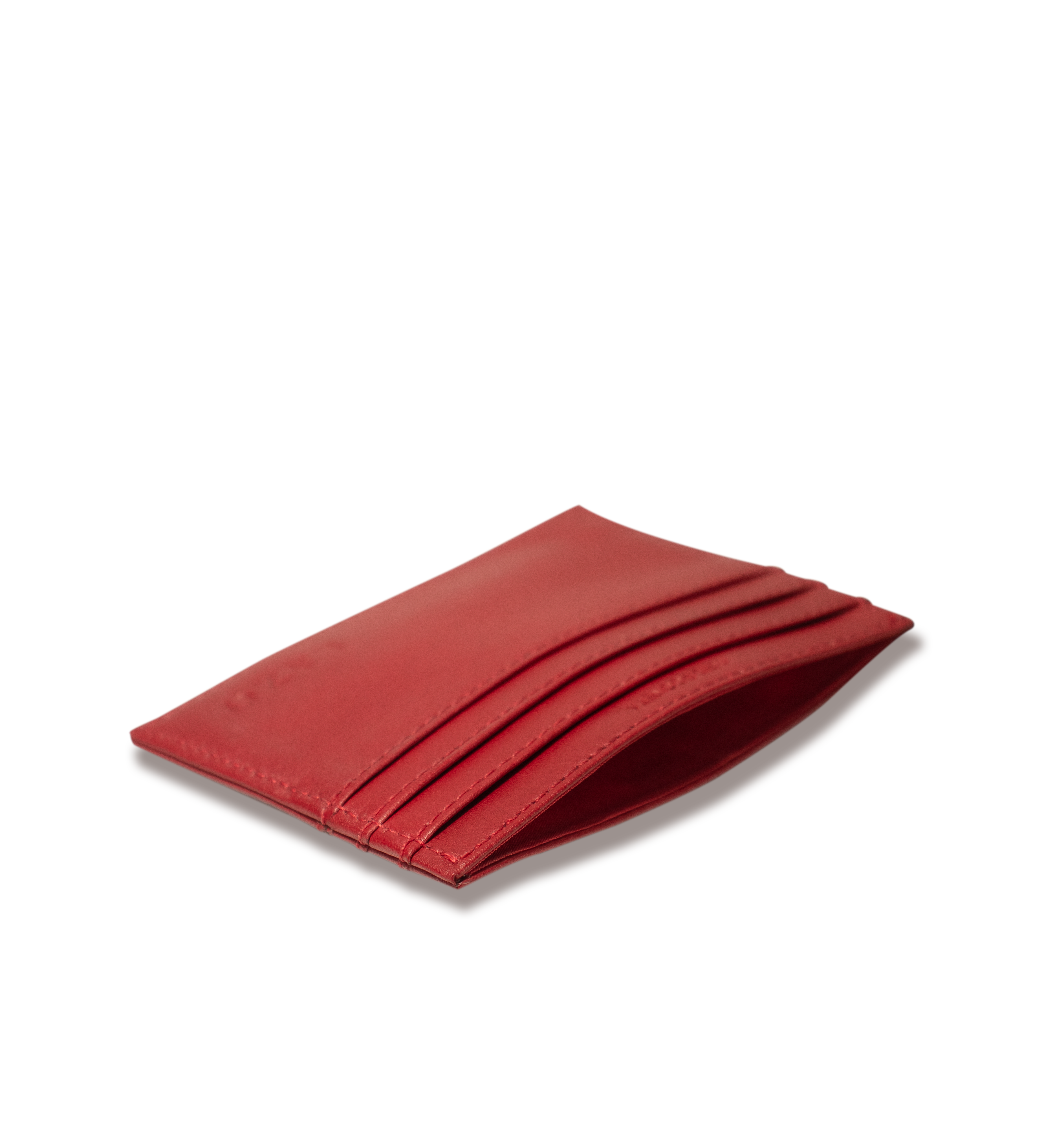 Tarjetero de cuero rojo para hombre