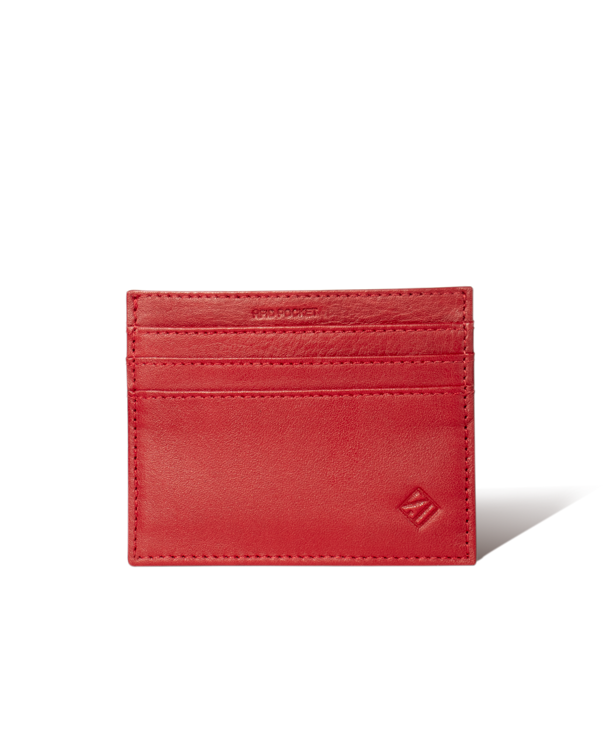Tarjetero de cuero rojo para hombre