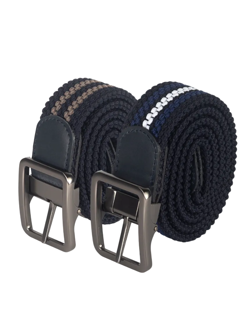 Cinturon trenzado doblefaz cafe, negro, beige, azul y blanco para hombre ideal para regalo, la oficina o un dia casual
