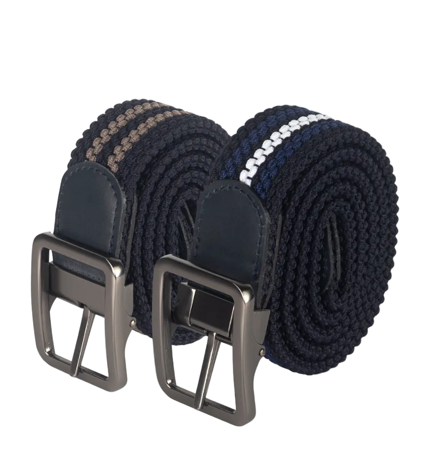 Cinturon trenzado doblefaz cafe, negro, beige, azul y blanco para hombre ideal para regalo, la oficina o un dia casual