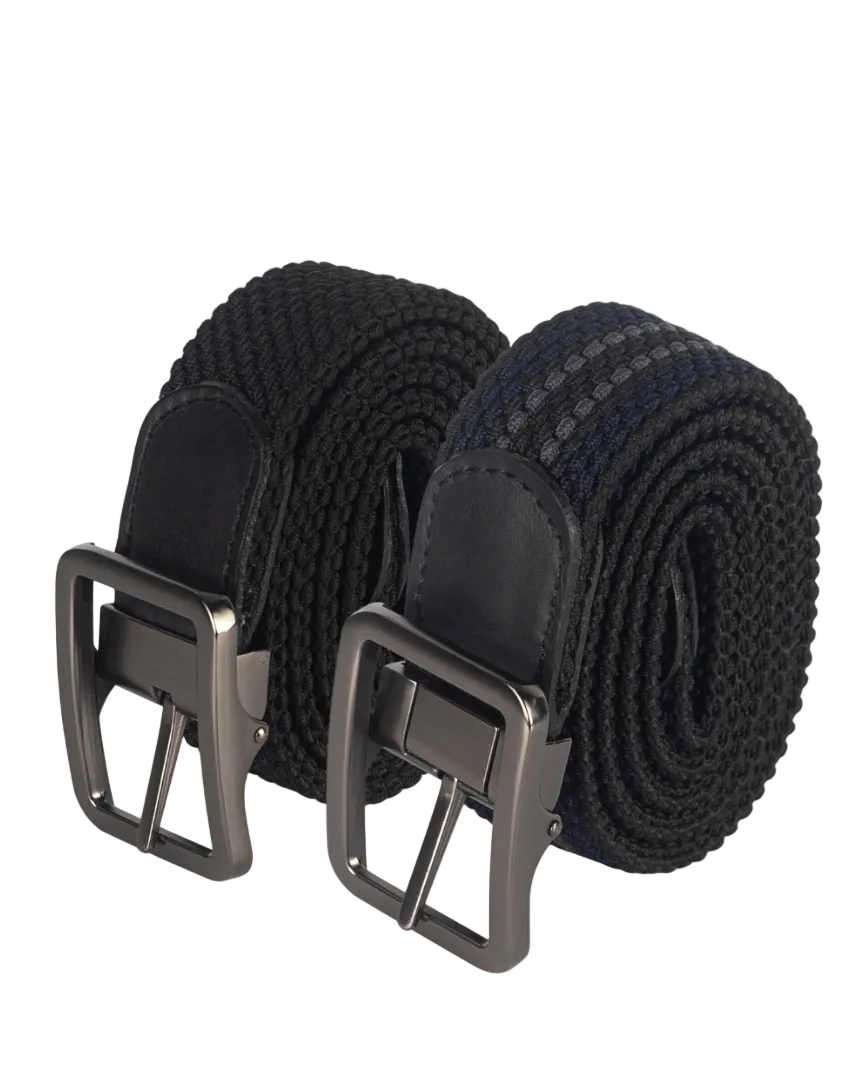 Cinturon trenzado negro doblefaz para hombre ideal para regalo, la oficina o un dia casual