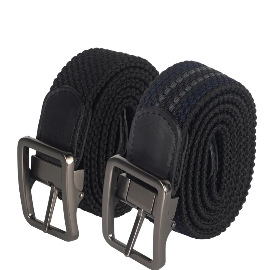 Cinturon trenzado negro doblefaz para hombre ideal para regalo, la oficina o un dia casual