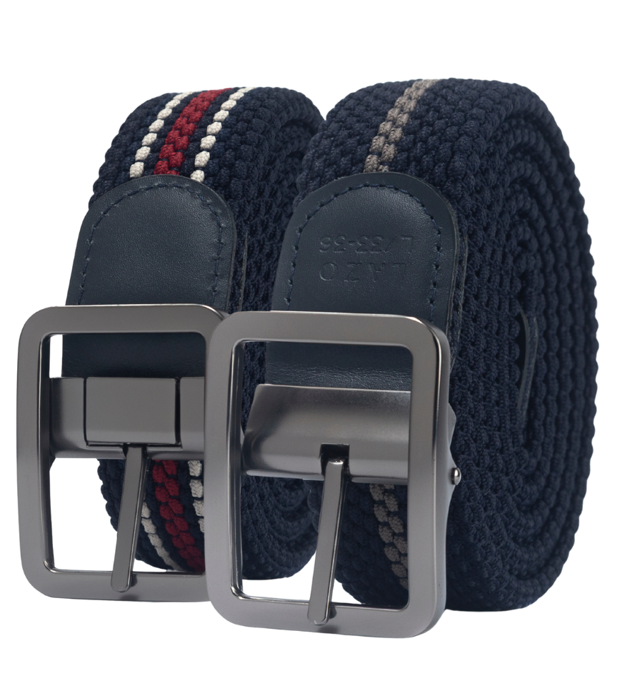 Cinturon trenzado doblefaz azul, beige, verde y rojo para hombre ideal para regalo, la oficina o un dia casual