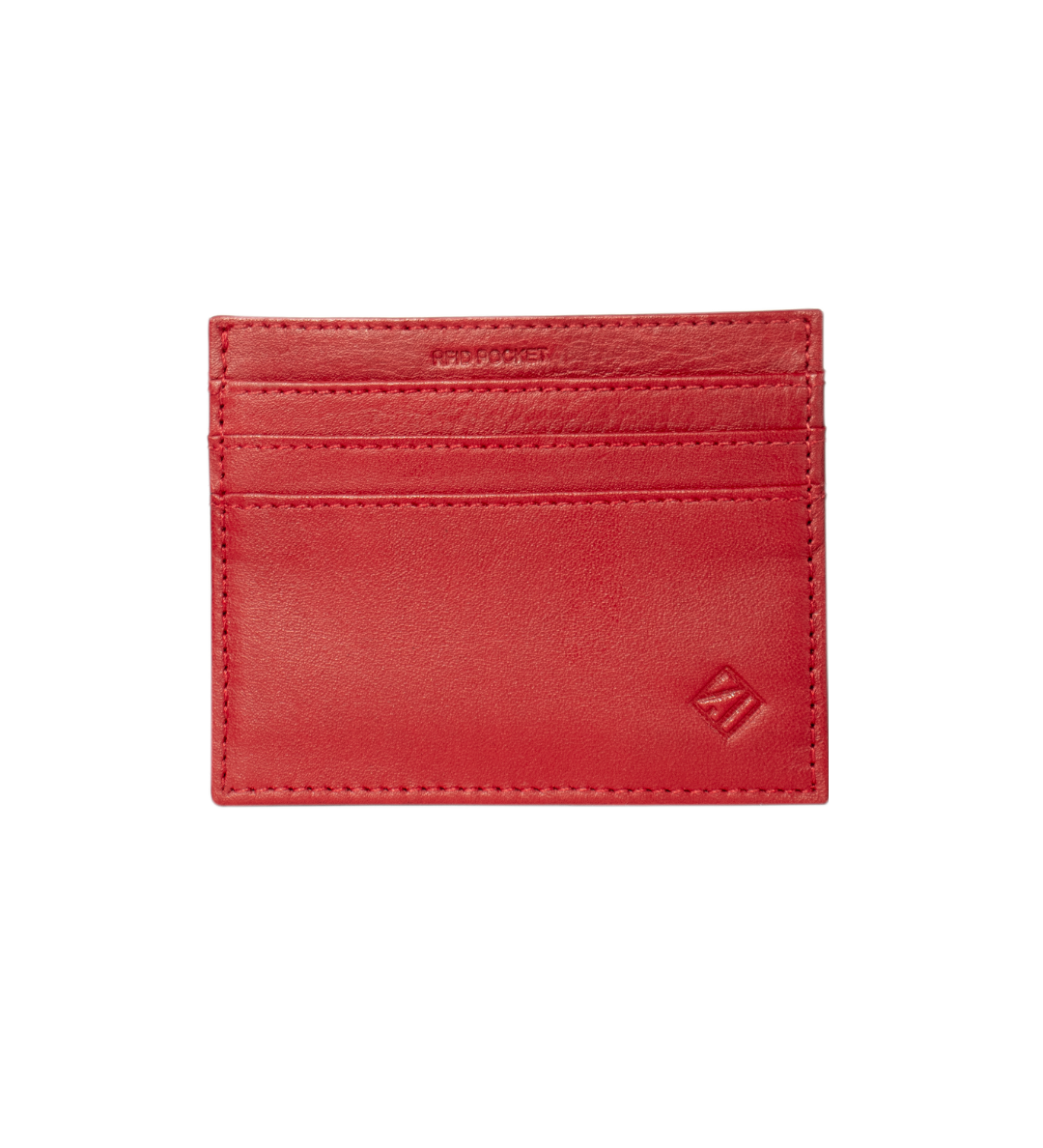 Tarjetero de cuero rojo para hombre