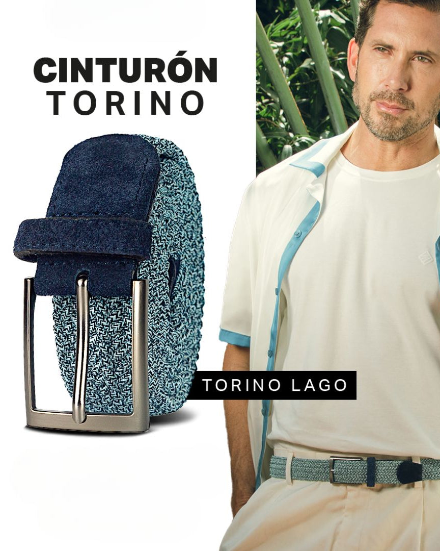 Cinturon trenzado azul para hombre ideal para regalo, la oficina o un día casual