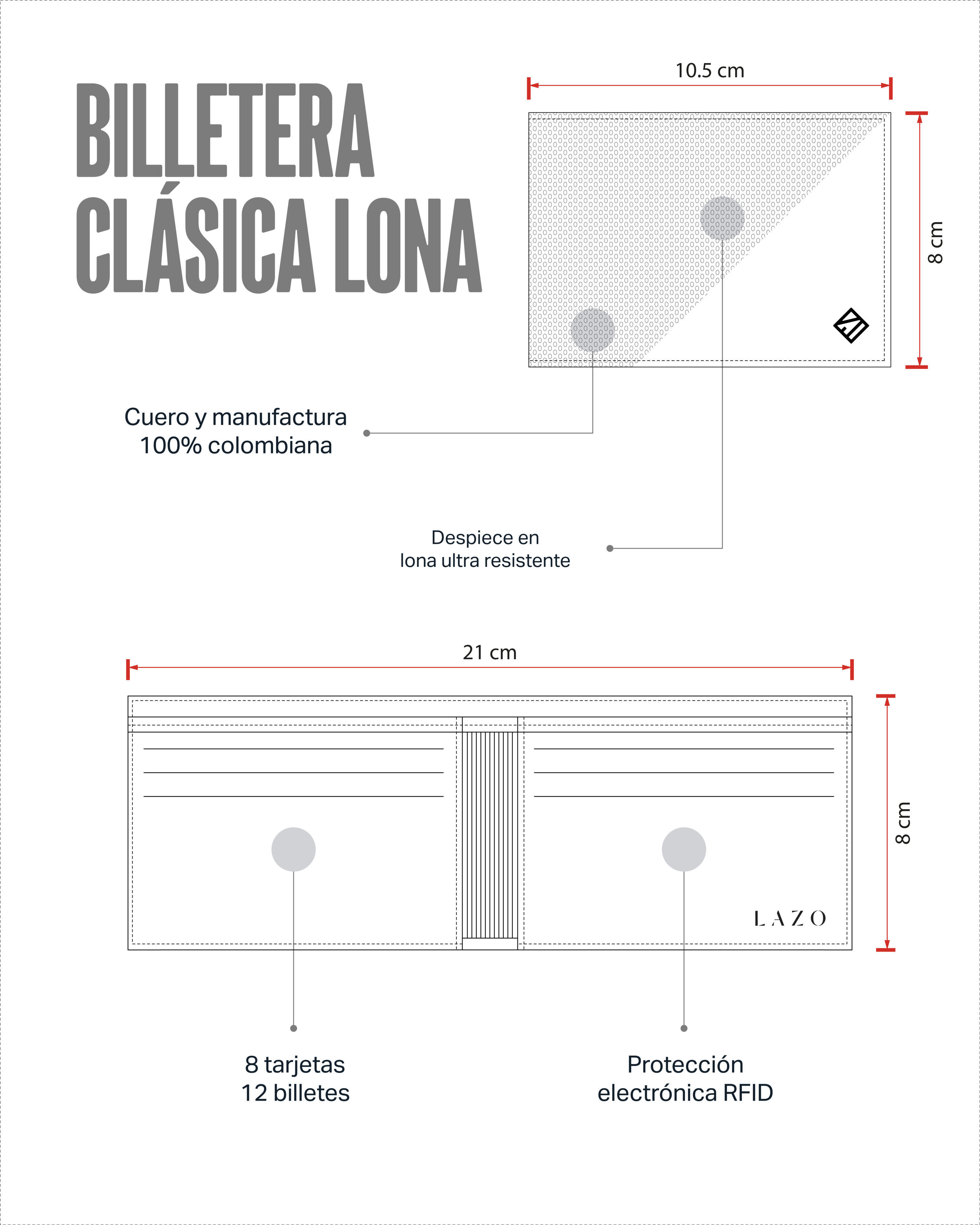 Billetera Tradicional de Cuero (Carbono-Negra) — Con Grabado de Iniciales