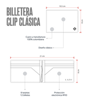 Billetera tradicional clip (negra-rojo) — con grabado de iniciales