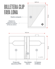 Billetera Compact con Clip  Negra - Lona  — Con Grabado de Iniciales