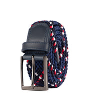 Cinturon trenzado rojo azul y negro para hombre ideal para regalo, la oficina o una salida casual
