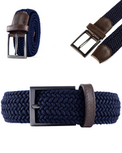Cinturon clasico trenzado azul, negro y cafe para hombre