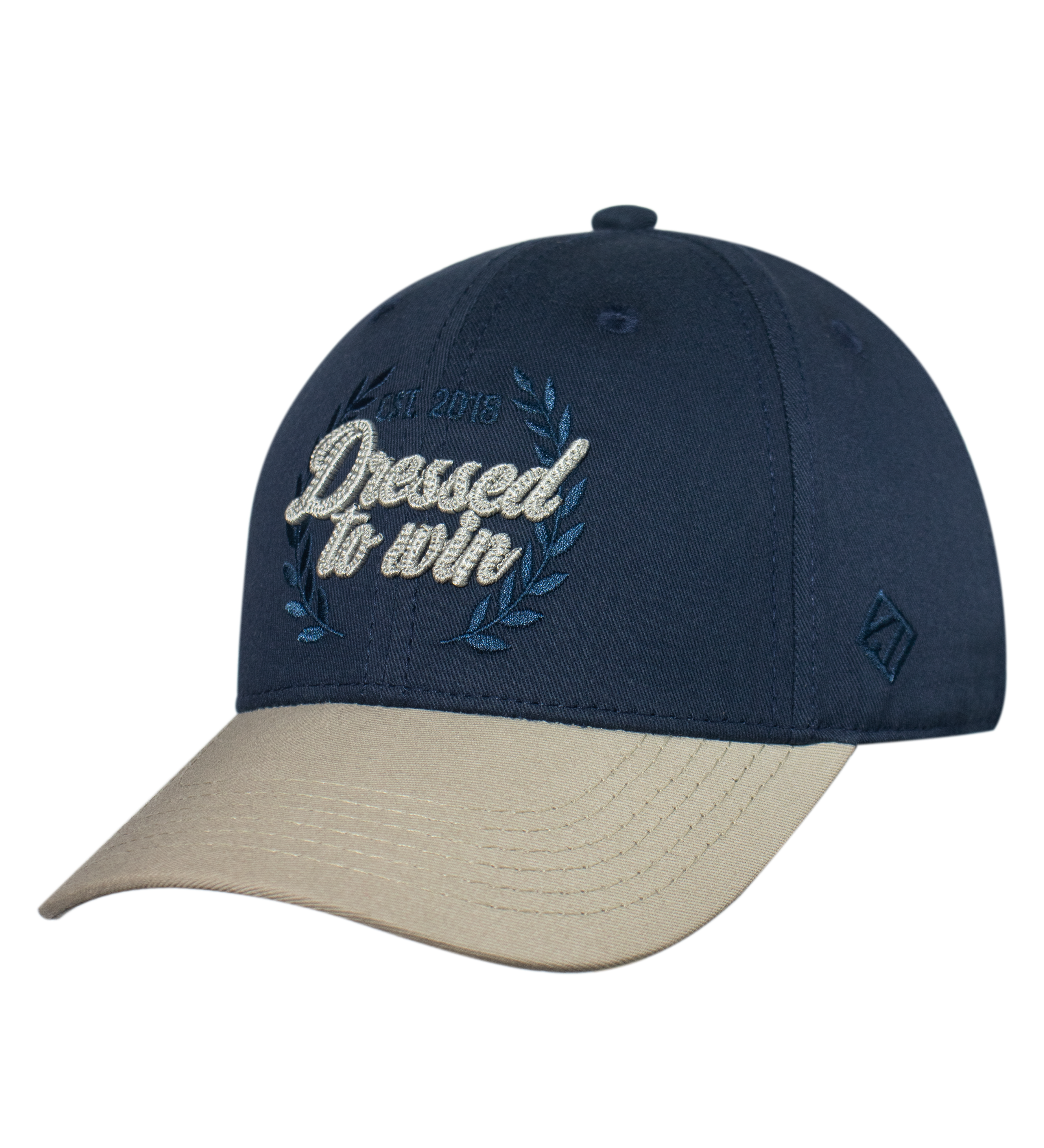 Gorra azul y beige