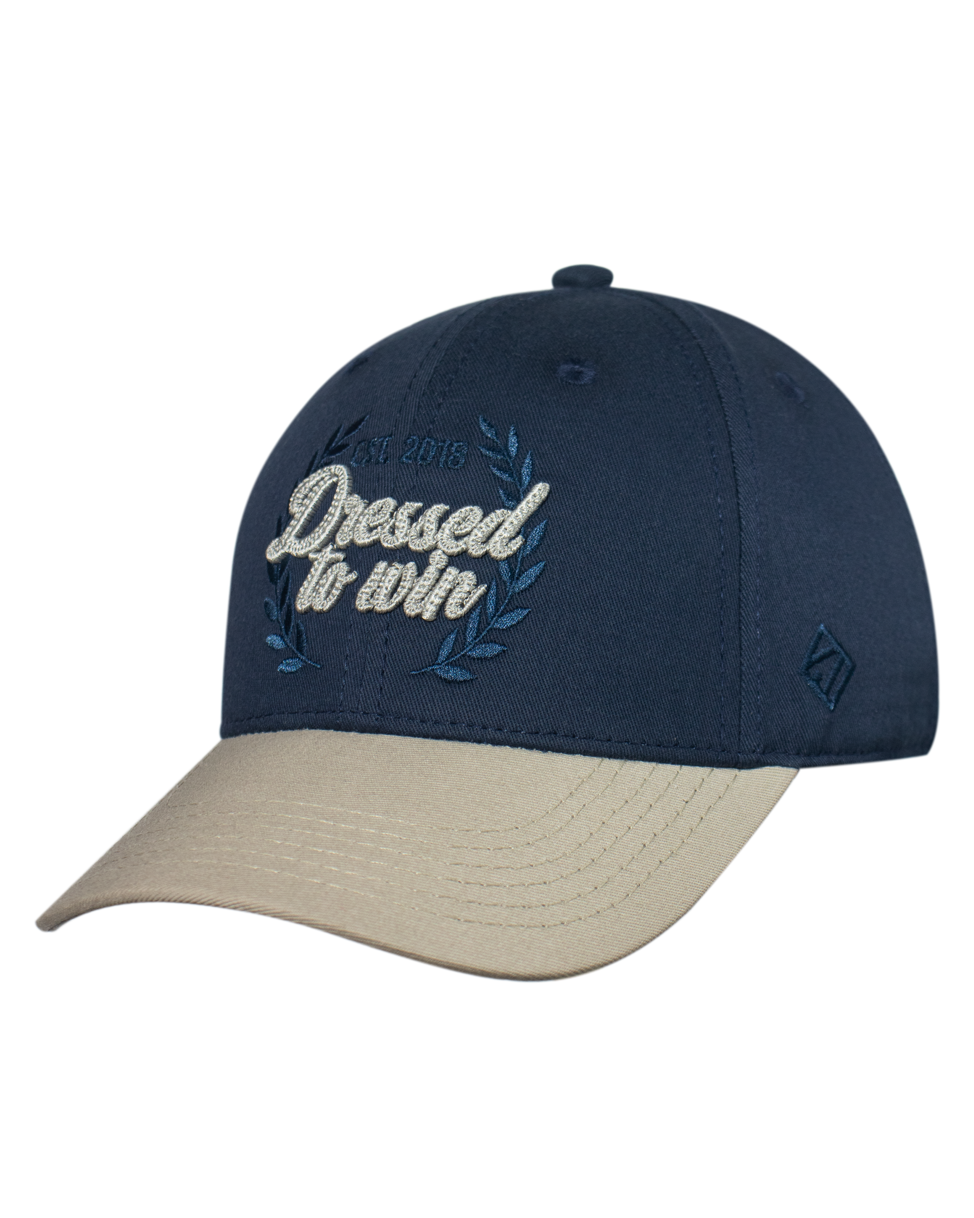 Gorra azul y beige
