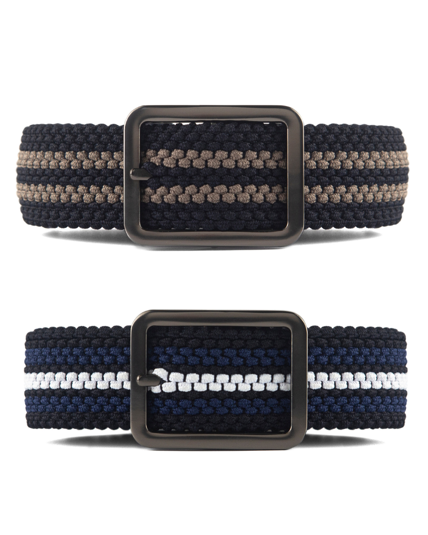 Cinturon trenzado doblefaz cafe, negro, beige, azul y blanco para hombre ideal para regalo, la oficina o un dia casual