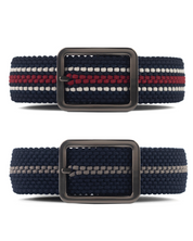 Cinturon trenzado doblefaz azul, beige, verde y rojo para hombre ideal para regalo, la oficina o un dia casual