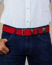 Cinturon trenzado rojo para hombre ideal para regalo, la oficina o un dia casual