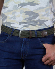 Cinturon trenzado verde para hombre ideal para regalo, la oficina o un dia casual