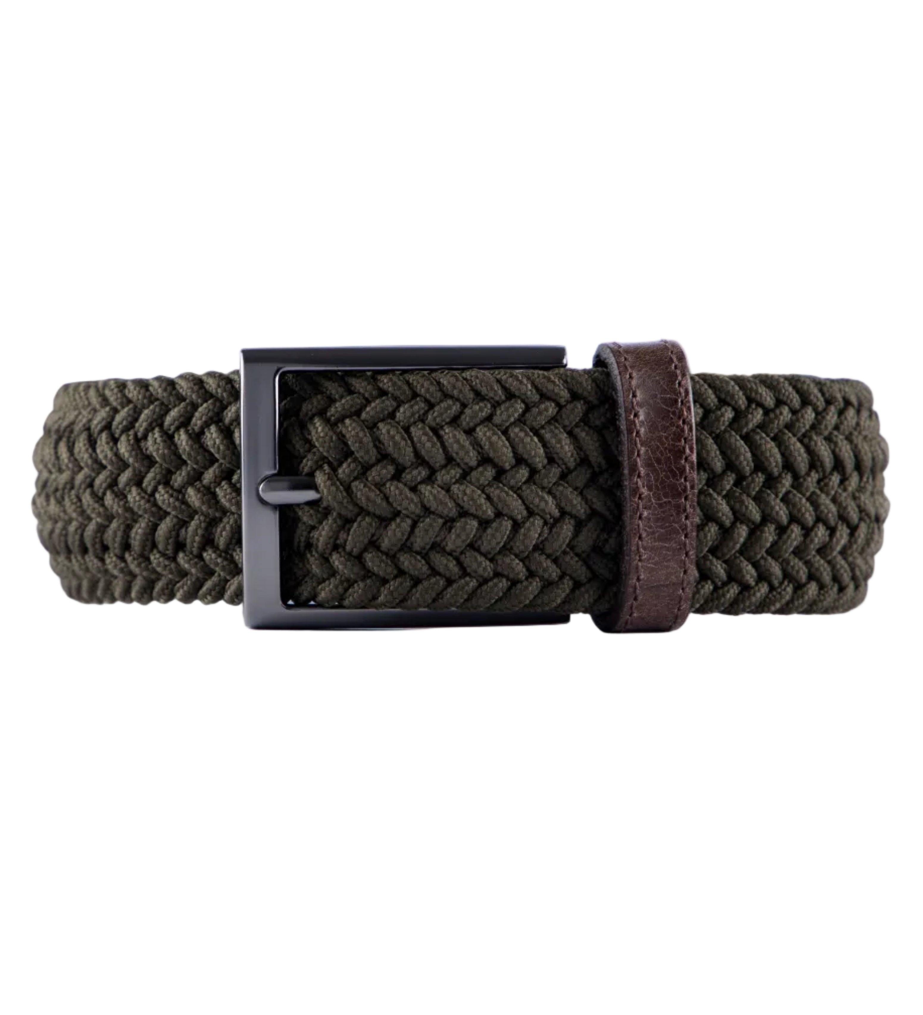 Cinturon trenzado verde para hombre ideal para regalo, la oficina o un dia casual