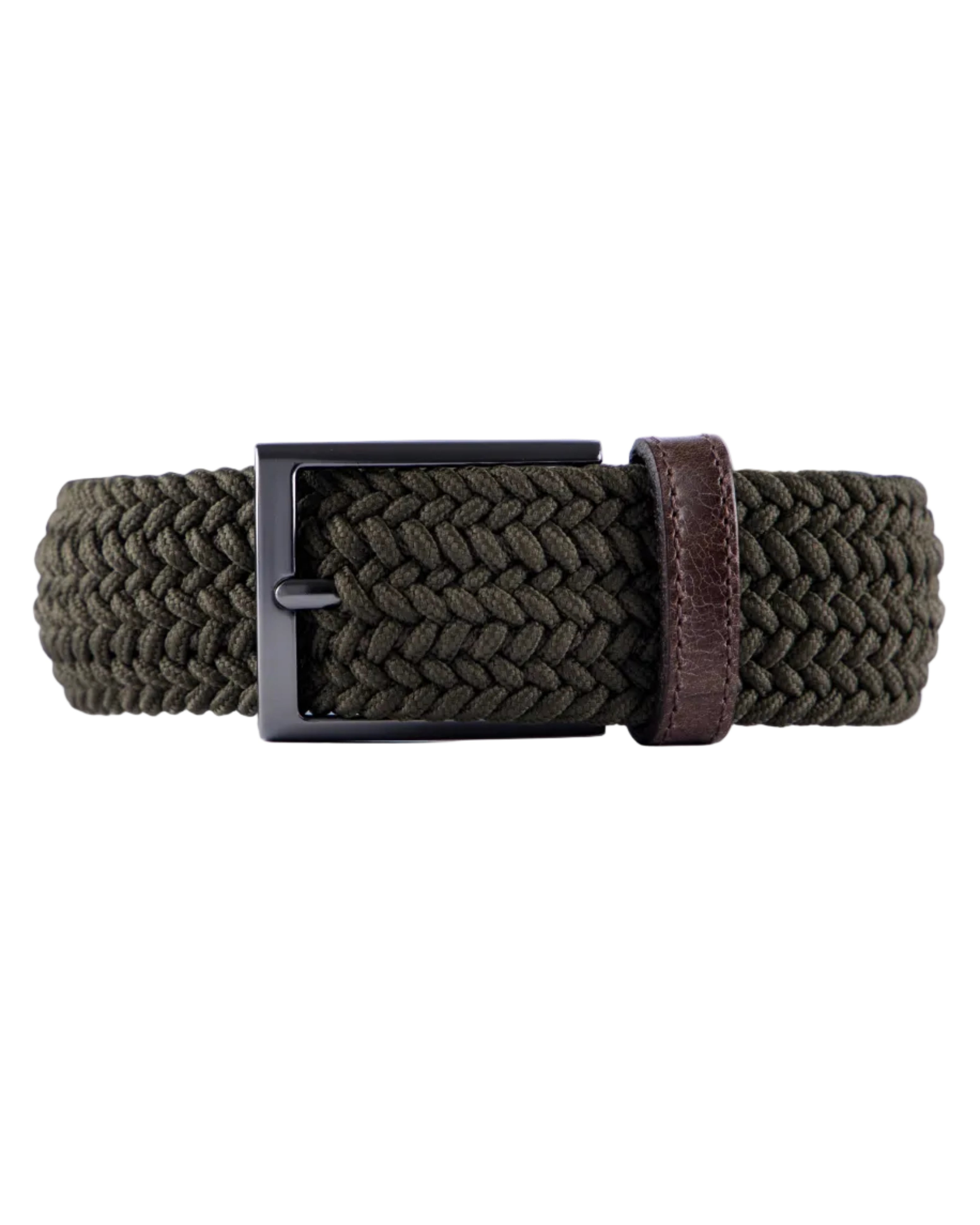 Cinturon trenzado verde para hombre ideal para regalo, la oficina o un dia casual